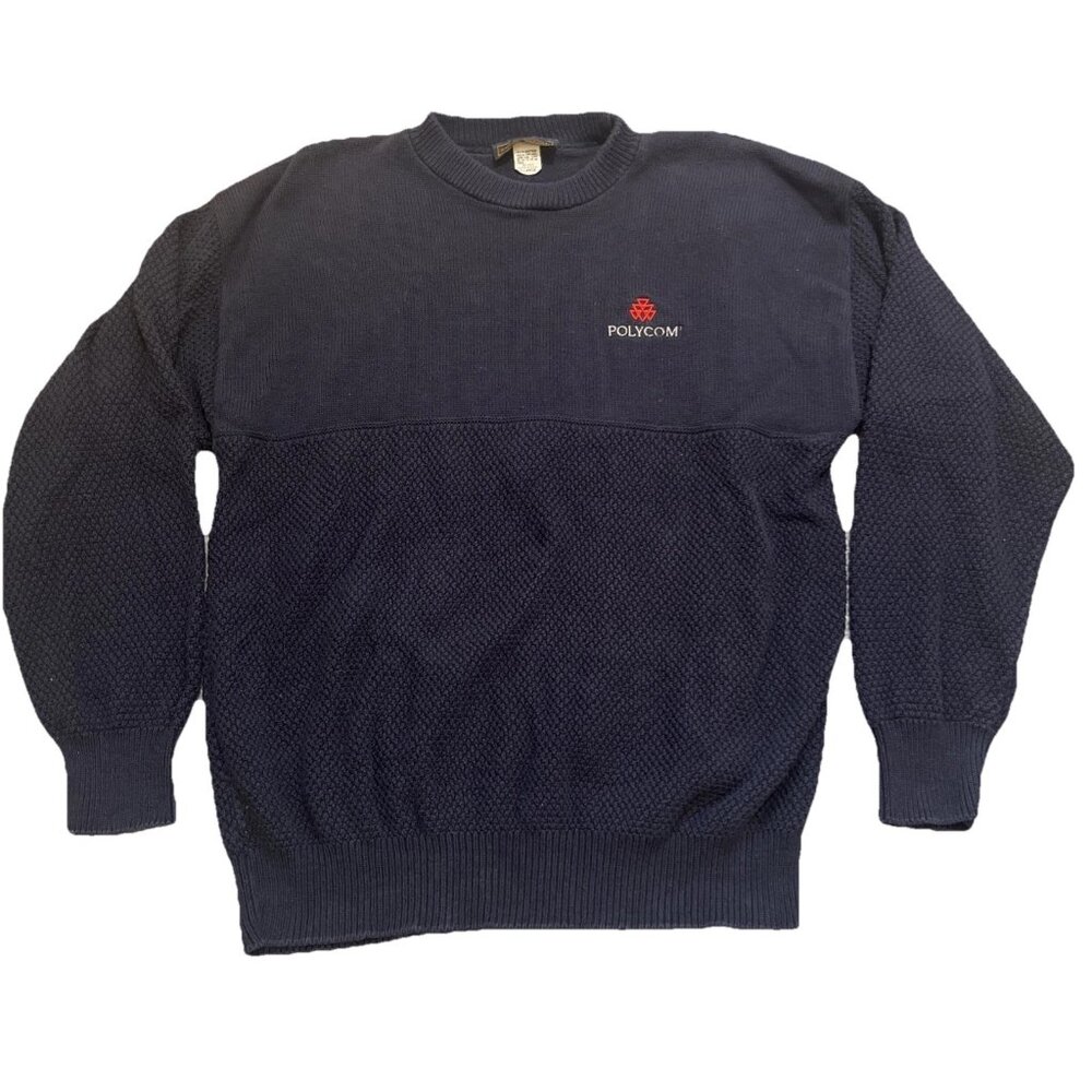 VTG Andrew Rohan Sweater Men’s Size XL‎ Blue Polycom Knit Pullover U.SA Casual